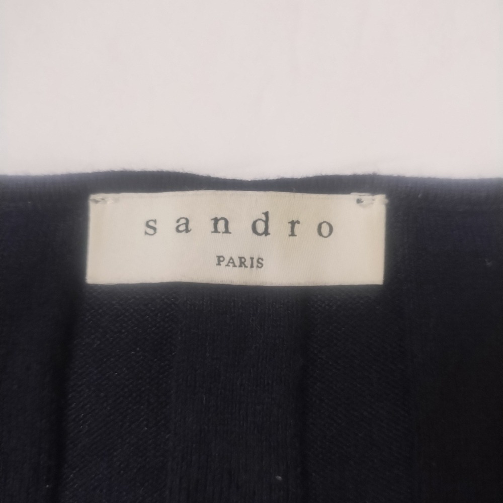 Sandro Justine Sweater Size 3 (Large) Navy Blue Sunburst Pleat Chic Parisian - Picture 4 of 9